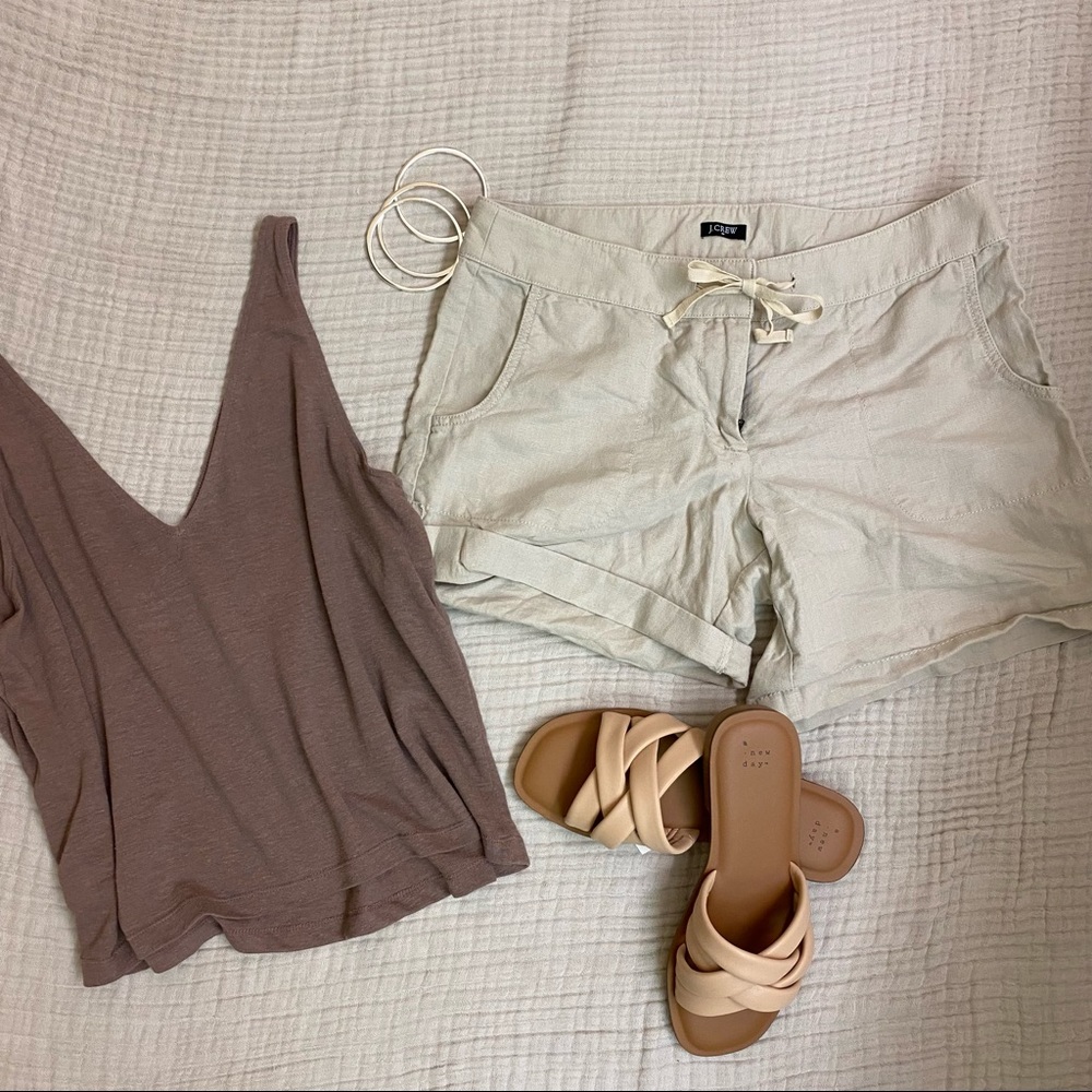 J Crew Linen roll up shorts